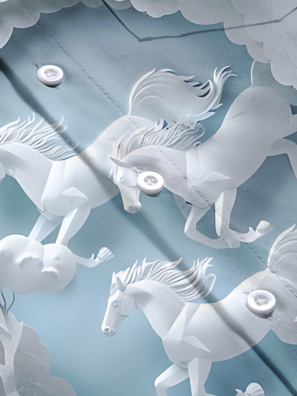 Horse Oaper-Cut Art Print Men's Pocket Short Sleeve Shirts