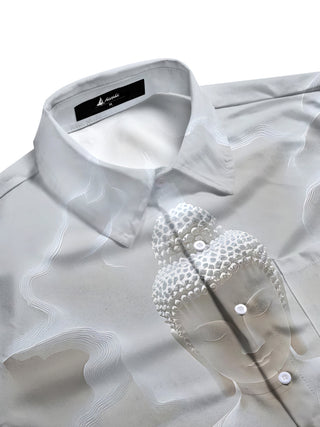 men's art print short sleeve flat lay shirt