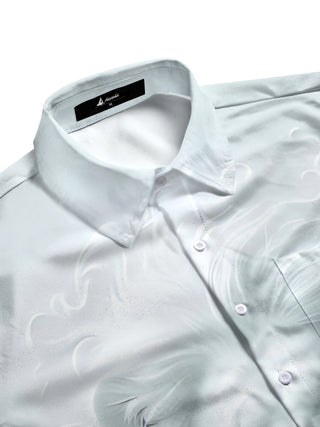men's art print short sleeve flat lay shirt