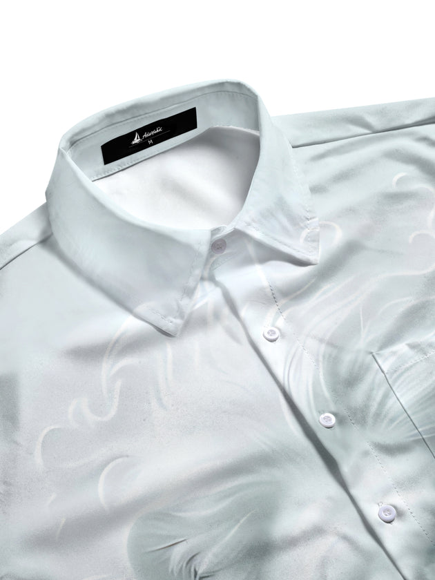 men's art print short sleeve flat lay shirt