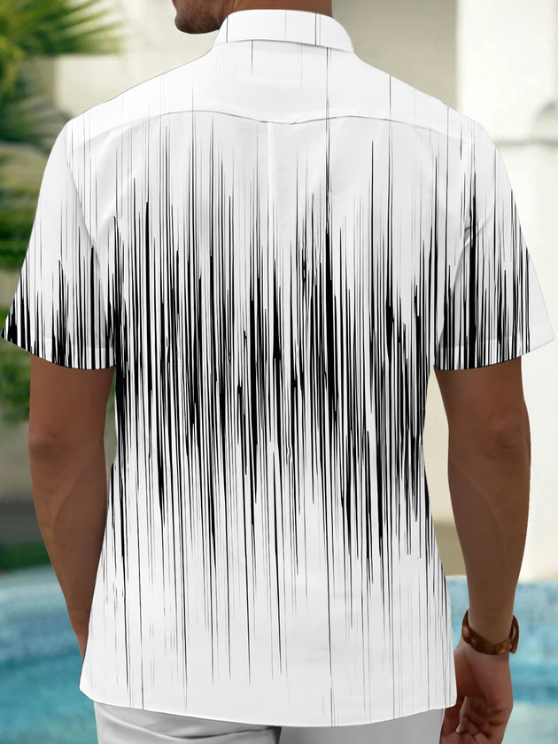 Casual Striped Print Men's Pocket Short Sleeve Shirts