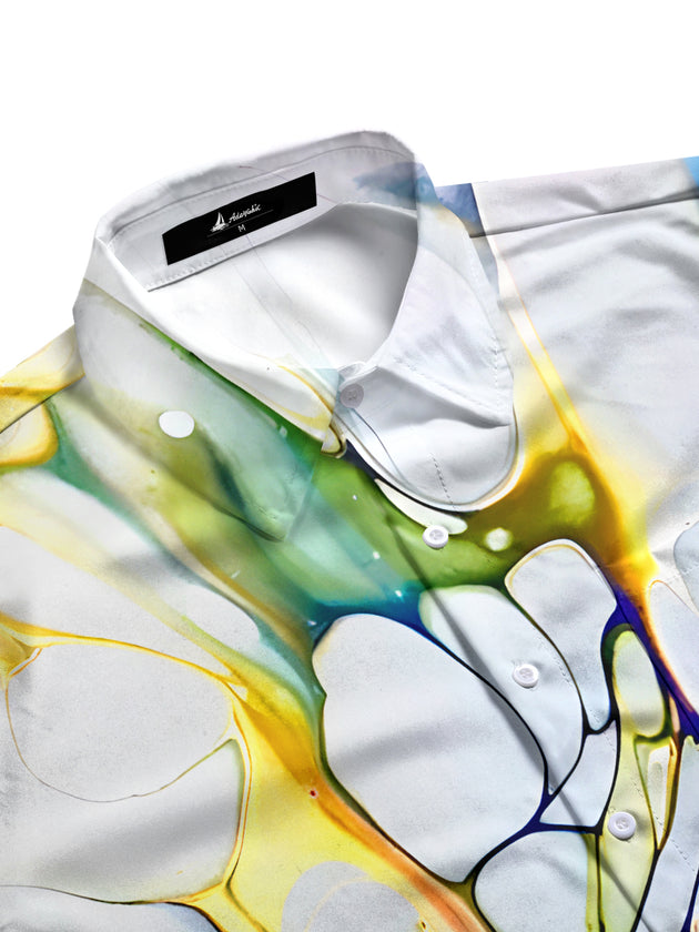 men's art print shirt side view