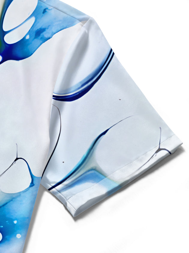 men's abstract print shirt close-up short sleeve