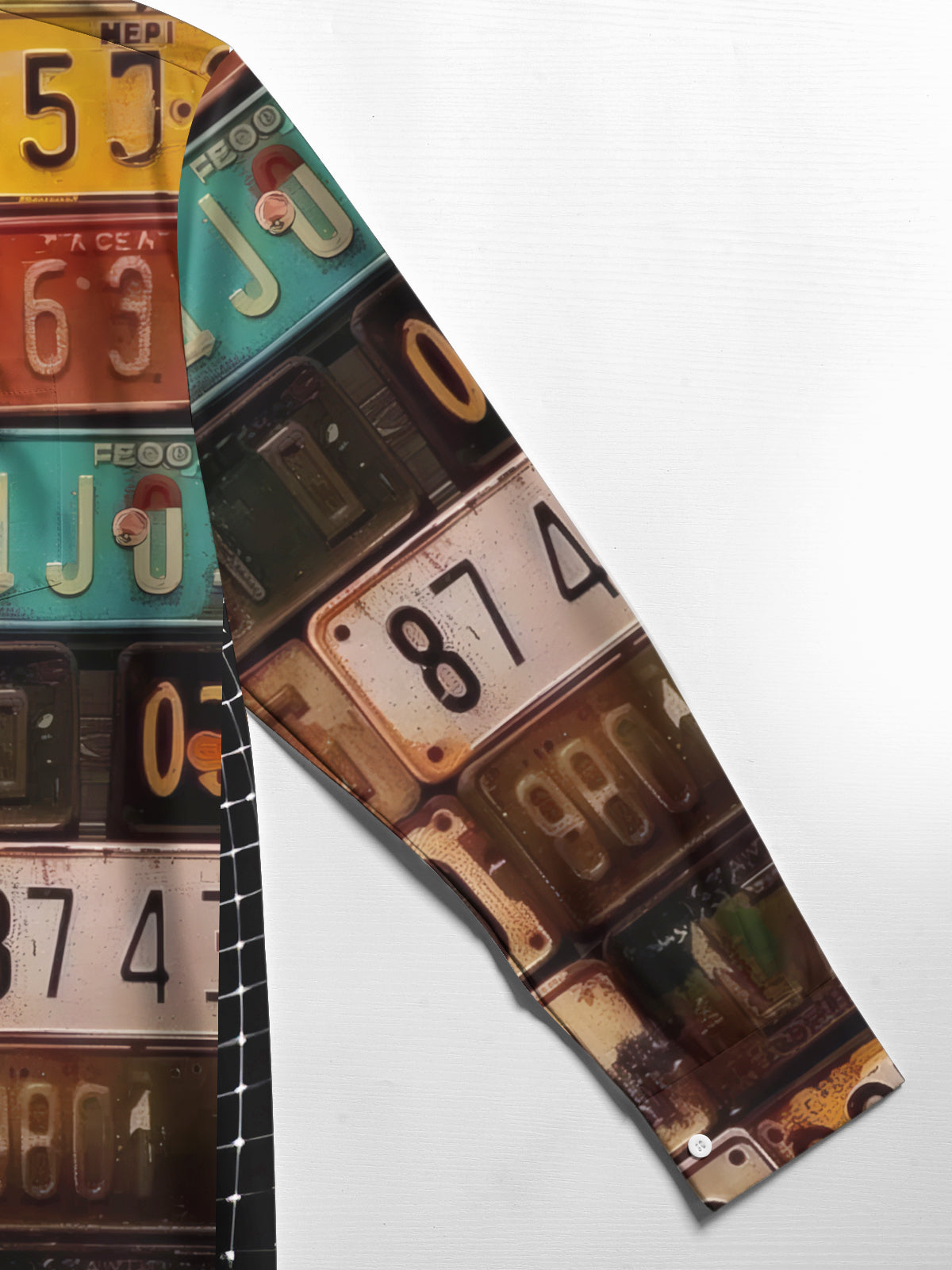 Retro License Plates Men's Pocket Long Sleeve Shirts