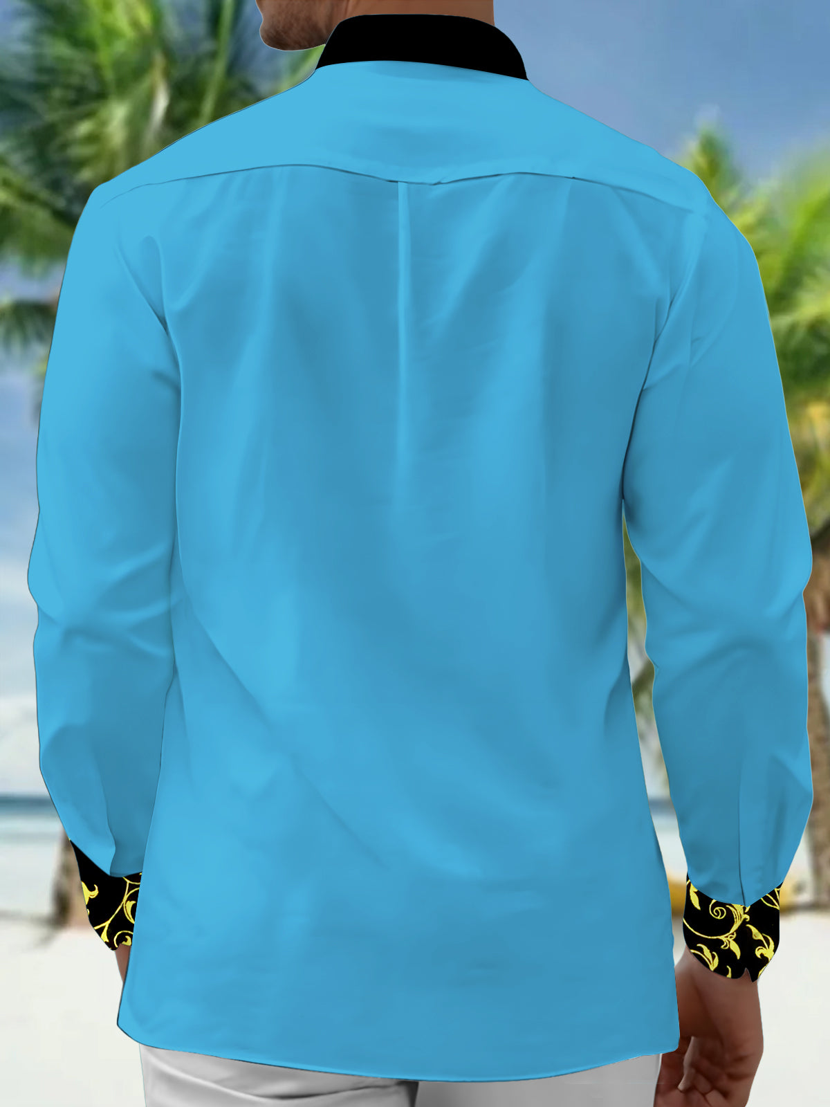 Floral Men's Pocket Long Sleeve Shirts