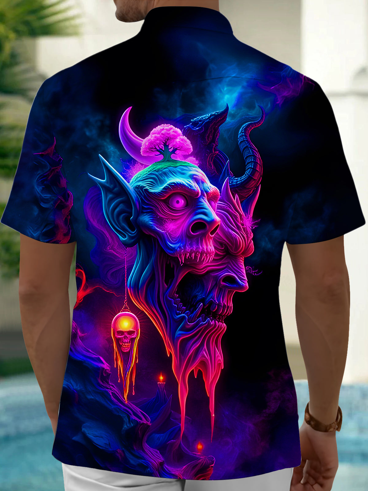 Funny Skull Men's Pocket Short Sleeve Shirts