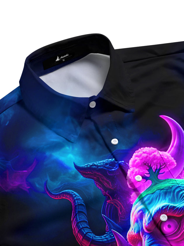 Men's skull print short sleeve shirt flat lay