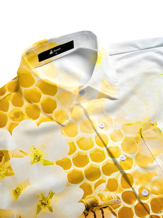 men's floral short sleeve flat lay shirt
