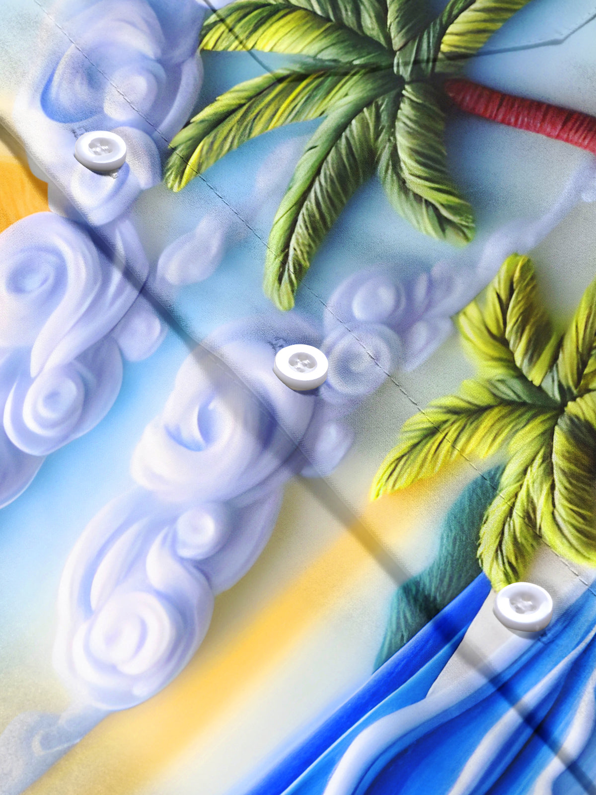 Hawaiian Coconut Palm Beach Floral Men's Pocket Short Sleeve Shirts