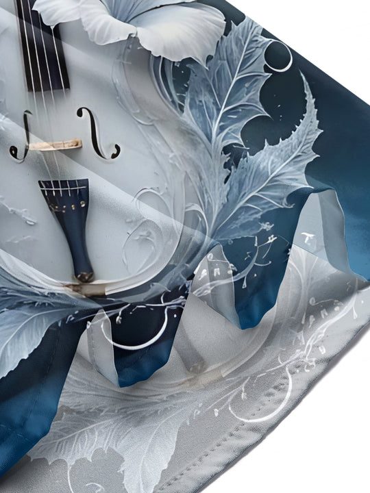 Men's floral violin print short sleeve shirt lifestyle view