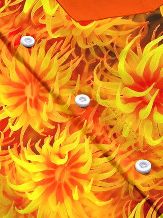 Men's floral short sleeve shirt close-up detail view