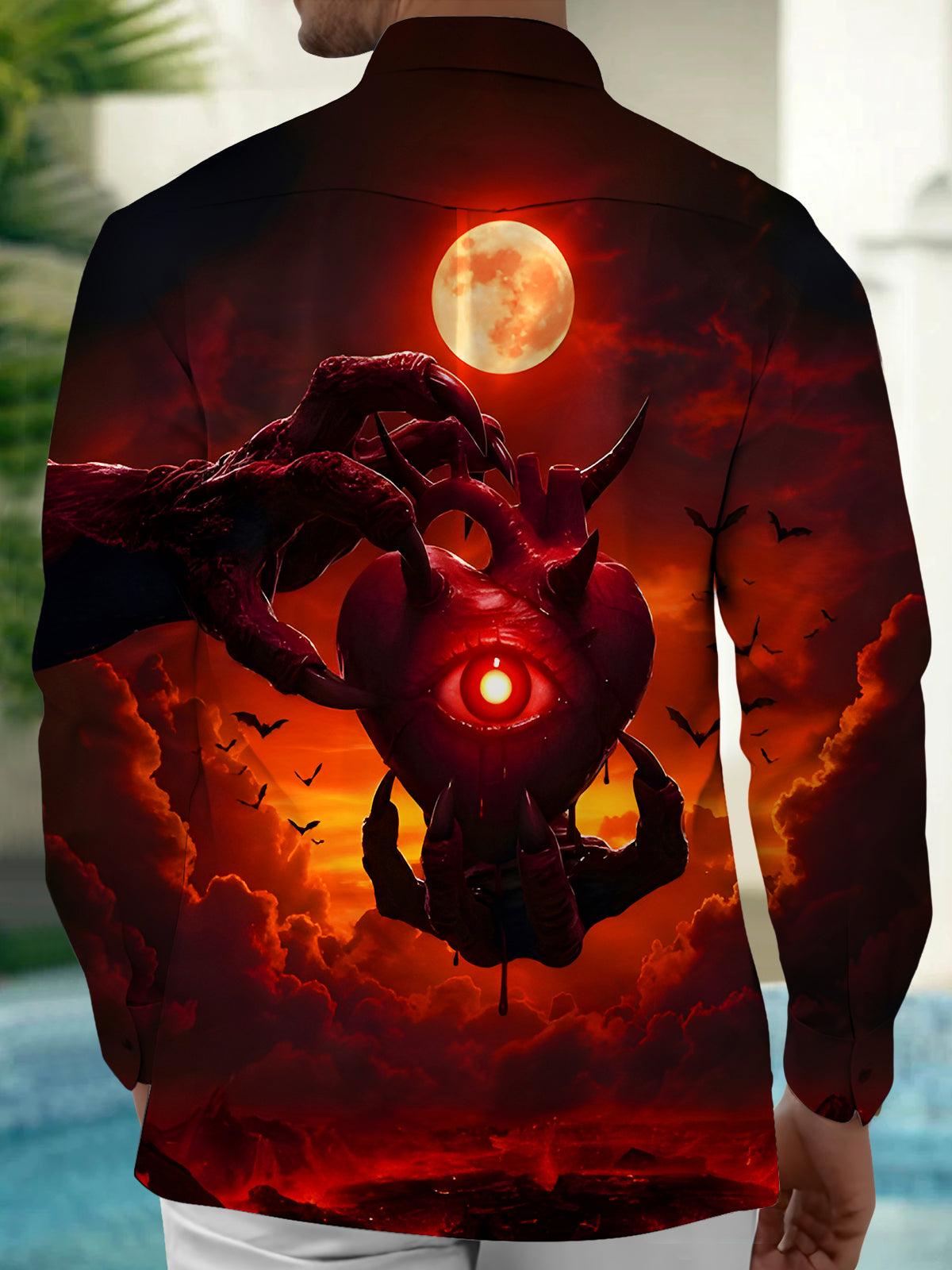 Dark Eyes Heart Men's Pocket Long Sleeve Shirts