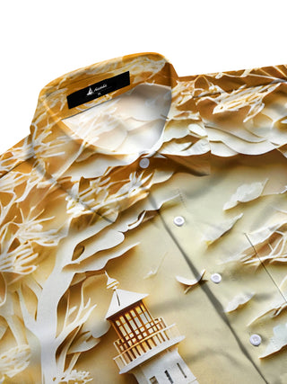 men's printed short sleeve flat lay shirt