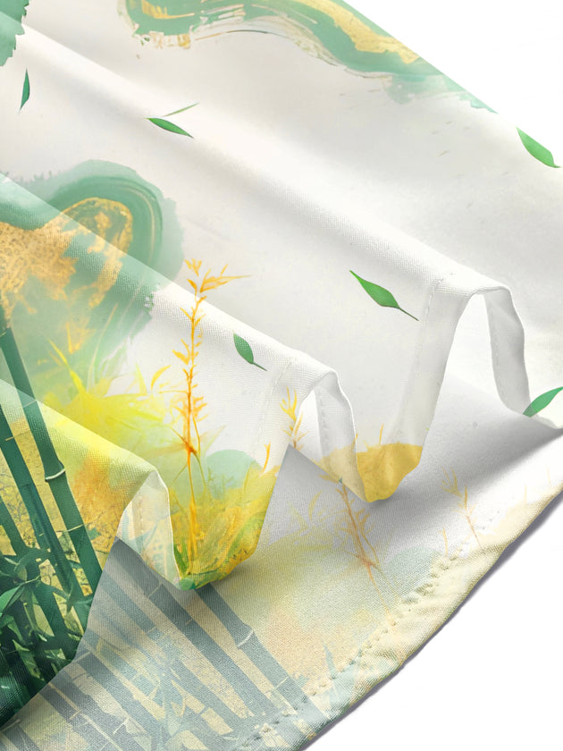 Men's bamboo forest print short sleeve shirt lifestyle outdoor view view 7