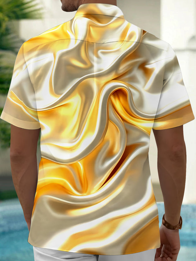 Men's abstract print short sleeve shirt back view