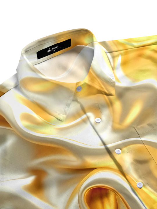 Men's geometric print short sleeve shirt side view