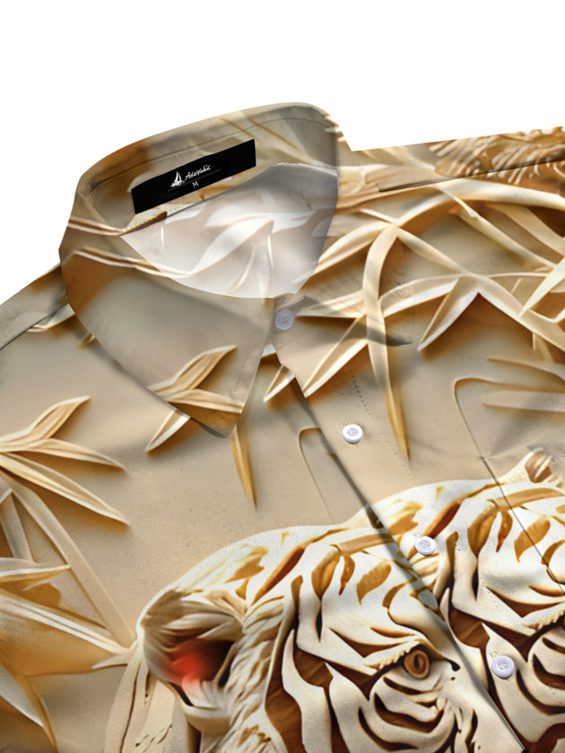 men's tiger print short sleeve flat lay shirt