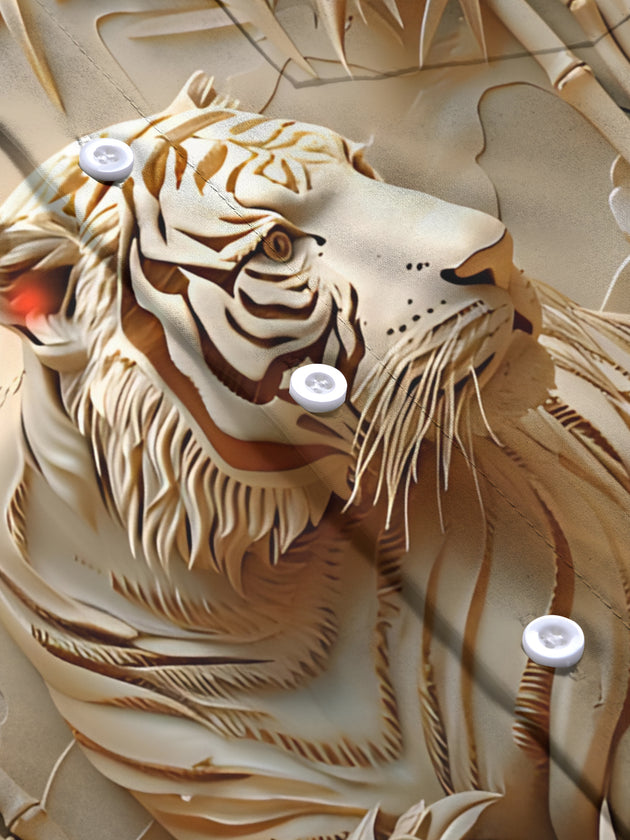 men's tiger print shirt close-up short sleeve