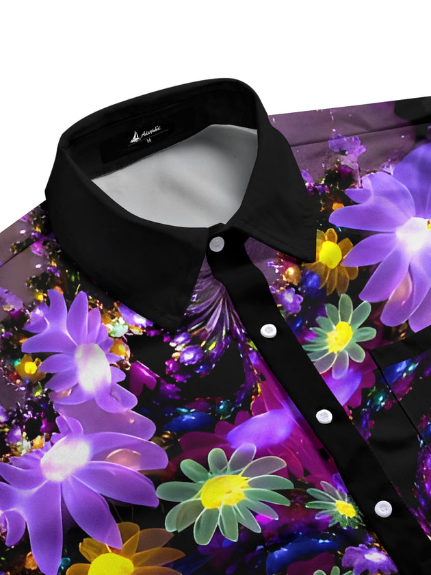 men's floral short sleeve flat lay shirt