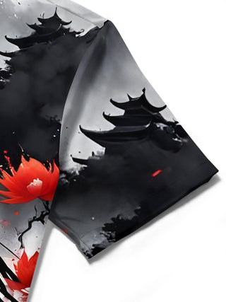 men's printed shirt close-up short sleeve