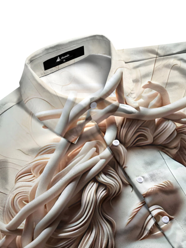 men's graphic art shirt side view