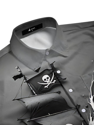 men's gothic print shirt side view