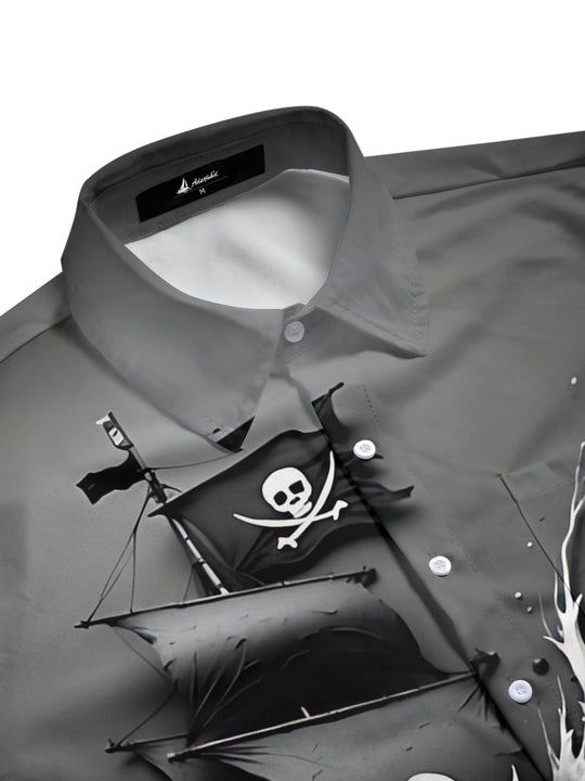 men's gothic print shirt side view