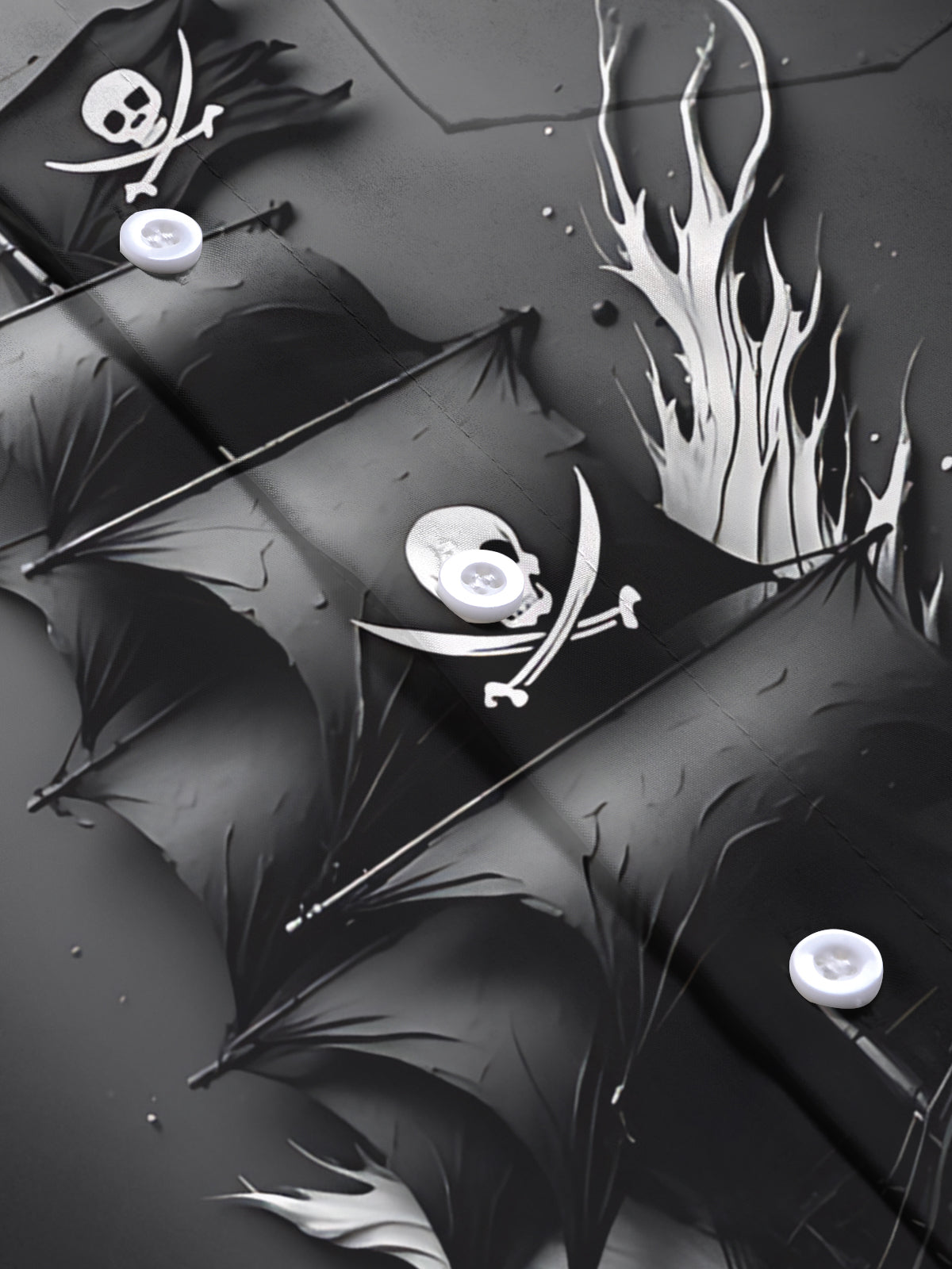 Skull Boat Art Print Men's Pocket Short Sleeve Shirts