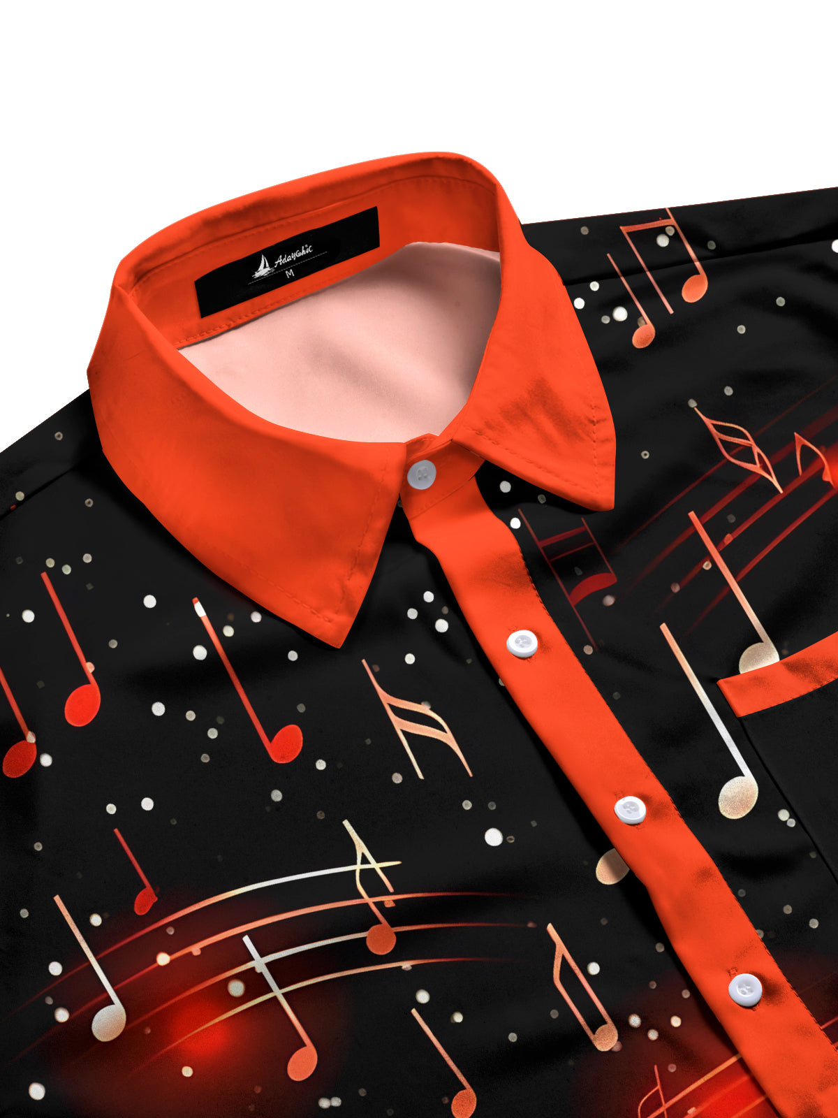 Music Note Art Print Men's Pocket Long Sleeve Shirts