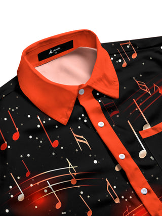 men's guitar print shirt side view