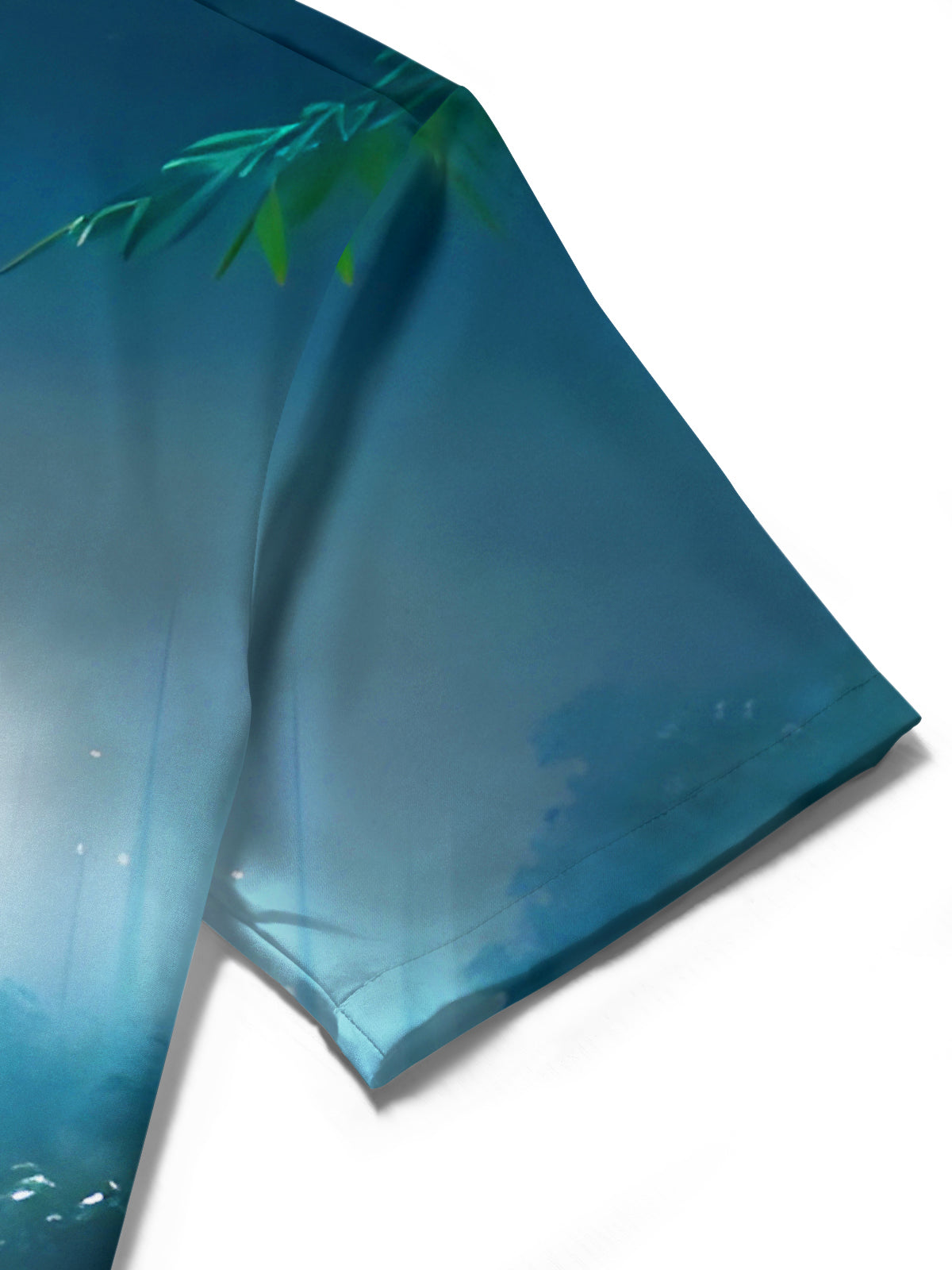 Bamboo Forest Courtyard Moon Men's Pocket Short Sleeve Shirts