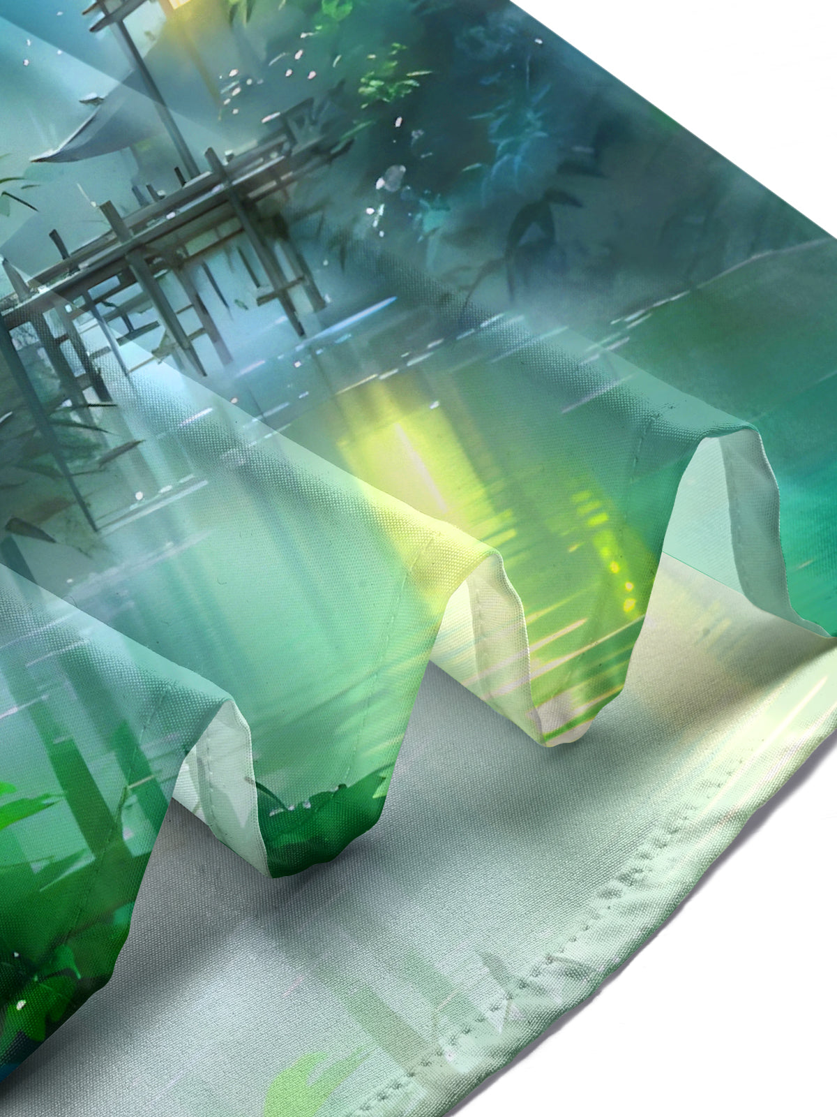 Bamboo Forest Courtyard Moon Men's Pocket Short Sleeve Shirts