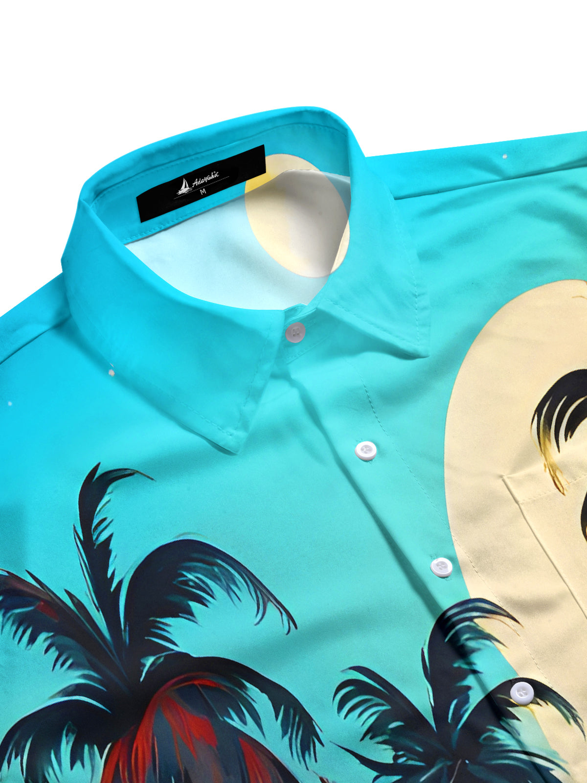 Hawaiian Coconut Tree Drum Set Seaside Music Men's Pocket Short Sleeve Shirts