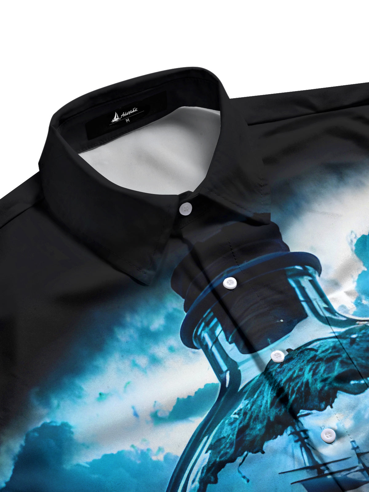 Dark Boat Waves Men's Pocket Short Sleeve Shirts