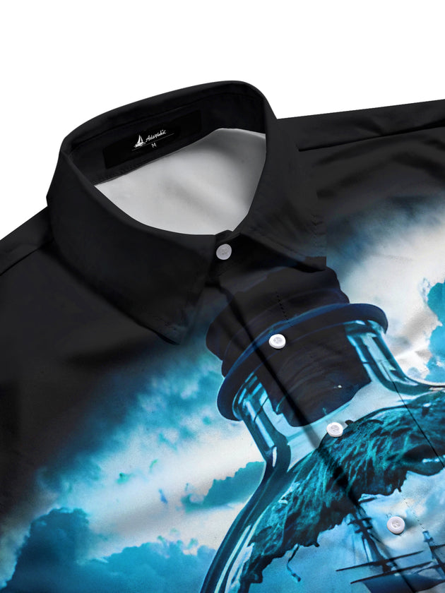 men's surf print shirt side view