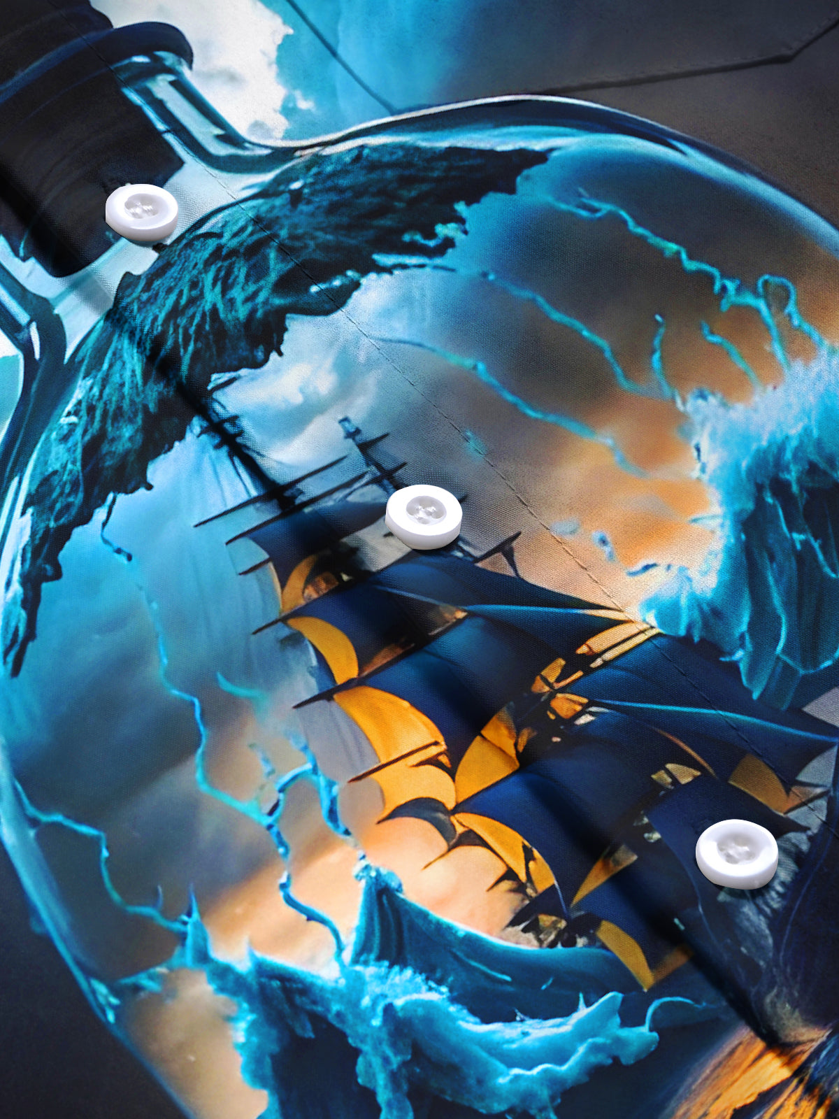 Dark Boat Waves Men's Pocket Short Sleeve Shirts