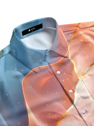 Men's gradient print pocket half sleeve shirt side view