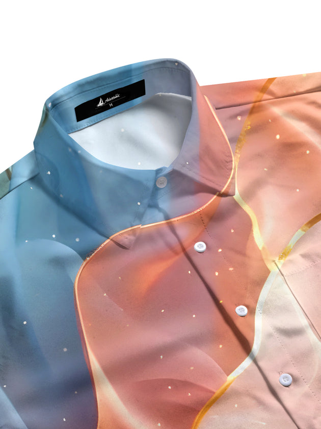 Men's gradient print pocket half sleeve shirt side view