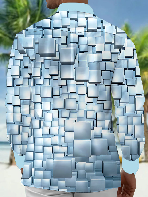 men's abstract print shirt back view