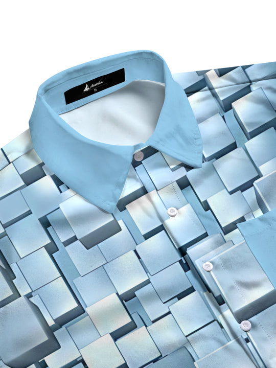 men's pattern print shirt side view