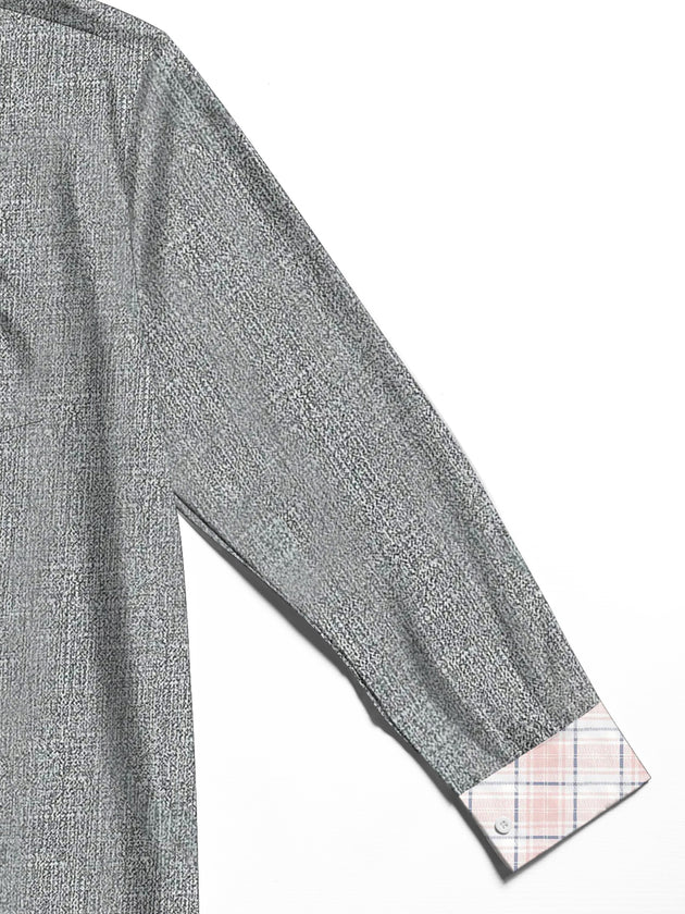 Men's geometric pattern pocket long sleeve shirt flat lay