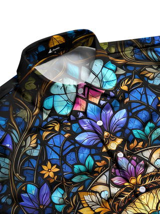 men's bee pattern short sleeve shirt flat lay