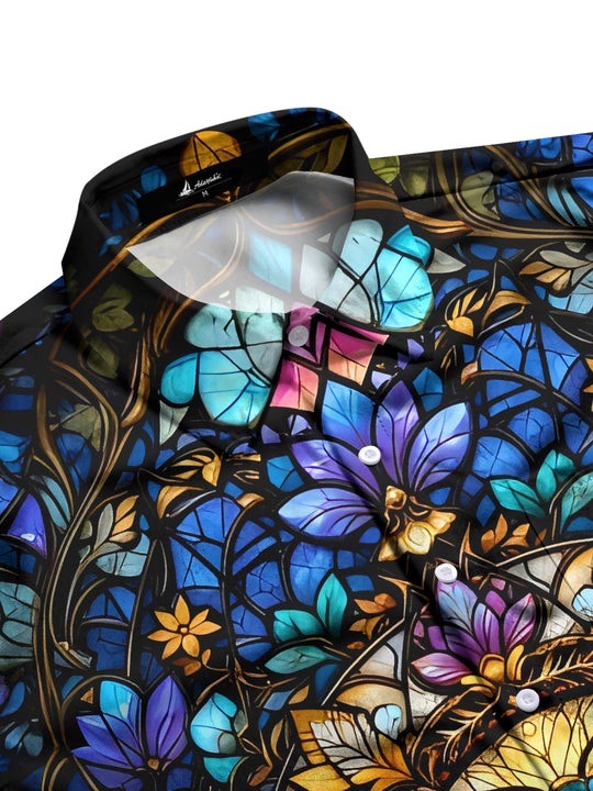 men's bee pattern short sleeve shirt flat lay