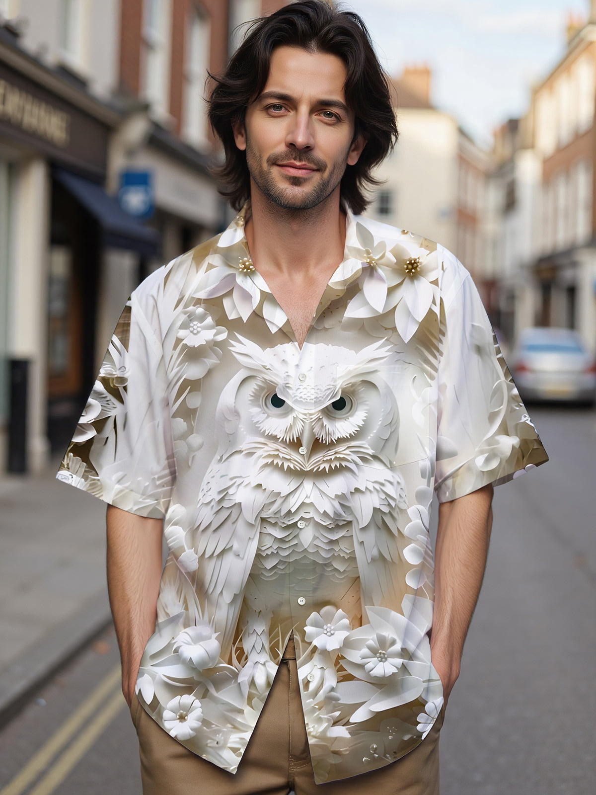 Owl Men's Pocket Short Sleeve Shirts