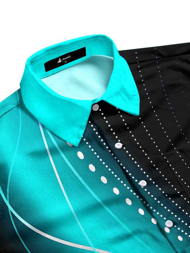 men's abstract geometric print short sleeve shirt side view