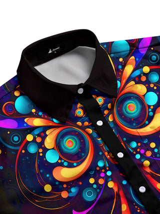 Men's Geometric Print Long Sleeve Shirt Side View