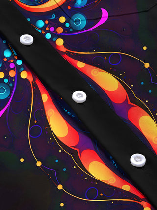 Men's Abstract Geometric Long Sleeve Shirt Flat Lay Pattern Detail