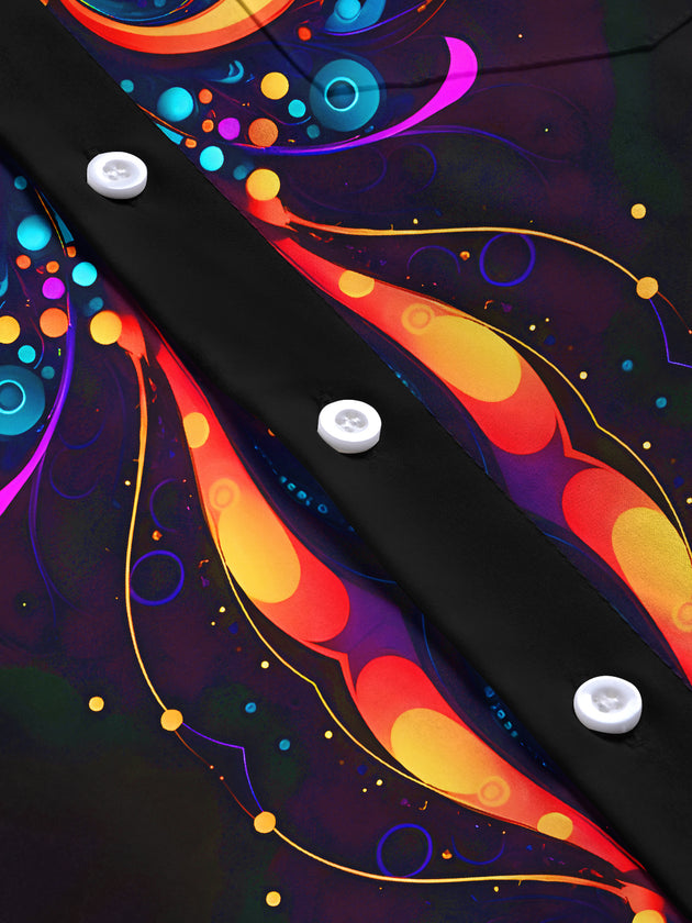 Men's Abstract Geometric Long Sleeve Shirt Flat Lay Pattern Detail
