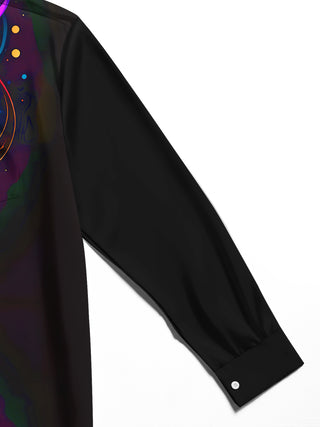 Men's Abstract Geometry Long Sleeve Shirt Fabric Texture Close-Up