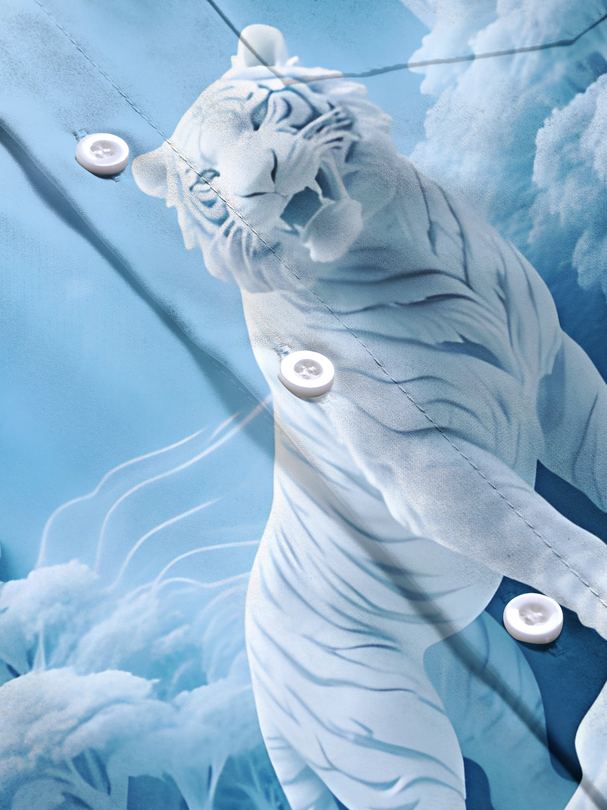 Ice Forest White Tiger Art Print Men's Pocket Short Sleeve Shirts